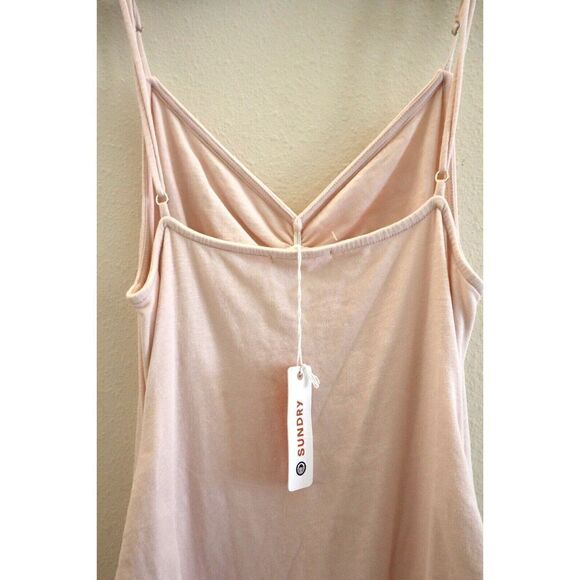 Sundry Women's Sz 4 Ballet Pink Ruched Spaghetti Strap Cotton Dress - Picture 5 of 12